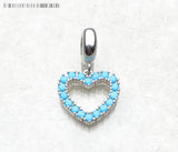 925 Sterling Silver Blue Stone Heart Hanging Charm