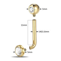 G23 Titanium CZ Curved Barbell Vertical Hood Lip Piercing - 2 Colours