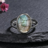 925 Sterling Silver Natural Labradorite Ring - 27 Options
