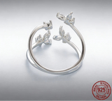 925 Sterling Silver Multi Layer Butterfly Open Ring