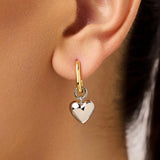 925 Sterling Two Colour Love Heart Drop Earrings