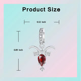 925 Sterling Silver Star Zodiac Sign CZ Hanging Charm - 12 Options