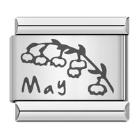 Stainless Steel Month Flower Italian Charm - 12 Options