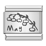 Stainless Steel Month Flower Italian Charm - 12 Options