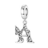 925 Sterling Silver CZ Butterfly/Letter Hanging Charm