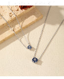 925 Sterling Silver Rose Cut Royal Blue CZ Octagon Necklace - 2 Options