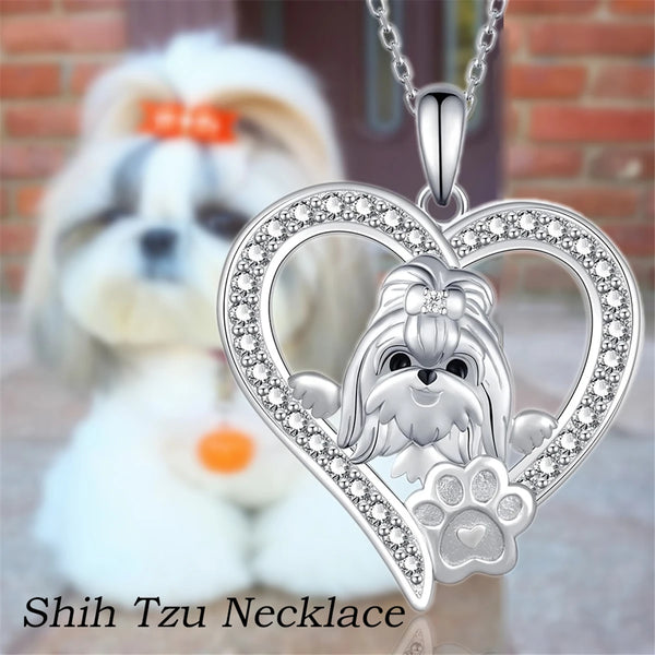 Fashion Shih Tzu Rhinestone Necklace - 3 Options