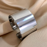 Stainless Steel Large Wide Cuff Bangle - 2 Colours