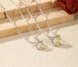 925 Sterling Silver Rose Cut Light Yellow CZ Octagon Necklace - 2 Options