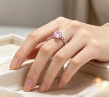 925 Sterling Silver Sakura Cut Pink Cubic Zirconia Ring