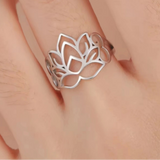 Stainless Steel  Lotus Flower Ring - 2 Colours