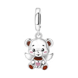 925 Sterling Silver Angel Teddy Hanging Charm