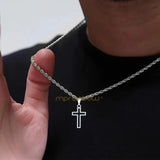 Stainless Steel Hollow Cross Necklace - 4 Lengths - 4 Chain Types - 3 Colours