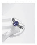 925 Sterling Silver Vintage Style CZ Tanzanite Colour Ring