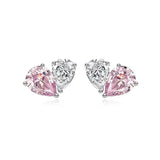 925 Sterling Silver Pink/Clear Pear Shaped CZ Earrings