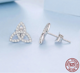 925 Sterling Silver Celtic Trinity Knot CZ Earrings