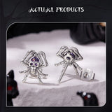 925 Sterling Silver Spider/Skull Cubic Zirconia Earrings - 4 Options