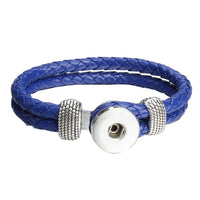 18mm Printed Rope or Plain Leather Snap Bracelet - 41 Options