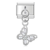 Stainless Steel Butterfly CZ Italian Charm - 6 Options