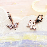 925 Sterling Silver Dragonfly Rose Gold Hanging Charm - 2 Options