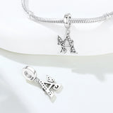 925 Sterling Silver CZ Butterfly/Letter Hanging Charm