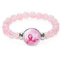 Fashion Breast Cancer Awareness Pink Ribbon Beaded Bracelet  - 8 Options