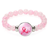 Fashion Breast Cancer Awareness Pink Ribbon Beaded Bracelet  - 8 Options