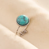 Stainless Steel Turquoise Colour Open Ring - 56 Options