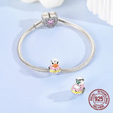 925 Sterling Silver Colourful Patterned Duck Charm