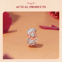 925 Sterling Silver Rose Gold Accent Twisted Rose Bead Charm