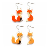 Orange And Red Fox Acrylic Drop Earrings