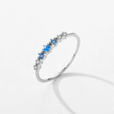 925 Sterling Silver Simple Dainty Stackable Blue CZ Ring