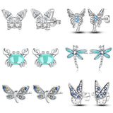 925 Sterling Silver Butterfly Stud Earrings - 4 Options