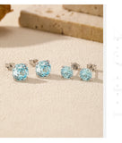 925 Sterling Silver Rose Cut Cubic Zirconia Stud Earrings - 10 Colours