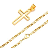Stainless Steel Hollow Cross Necklace - 4 Lengths - 4 Chain Types - 3 Colours