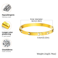 Stainless Steel Cubic Zirconia Classic CZ Bangle - 5 Options