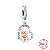 925 Silver Love You Forever Dog Hanging Charm - 33 Options
