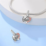 925 Sterling Silver Skeletal Hand on Heart Charm