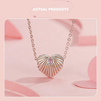 925 Sterling Silver Pink CZ Lined Heart Charm