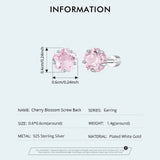 925 Sterling Silver Sakura Cut Screw-back Ear Stud Earrings - 2 Colours