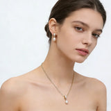 925 Sterling Silver Gold Plated Freshwater Pearl Necklace Earrings Set - 6 Options