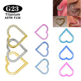 G23 Titanium Heart Nose/Ear Body Hoop - 2 Sizes - 13 Options