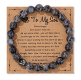 Natural Stone Family Themed Bead Bracelet - 3 sizes - 33 Options