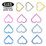 G23 Titanium Heart Nose/Ear Body Hoop - 2 Sizes - 13 Options