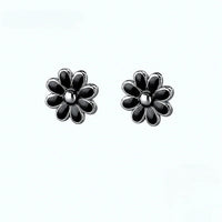 925 Sterling Silver 6mm Enamel Flower Stud Earrings - 2 Colours