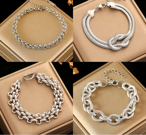 Stainless Steel Chunky Bracelet - 9 Options