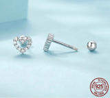 925 Sterling Silver Dainty Cubic Zirconia Heart Earrings - 2 Colours