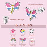 Stainless Steel Screw Back Colourful Earrings - 9 Options