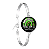 Glass 18mm Mental Health /Positivity Bracelet - 32 Options