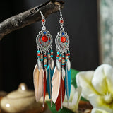 Fashion Boho Feather Long Tassel Drop Earrings - 9 Colours